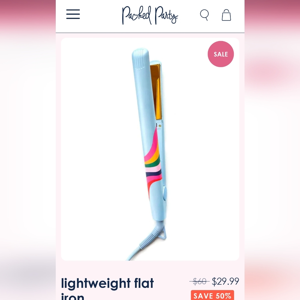 Packed Party Colorful Lightweight Hair Straightener. NEW.